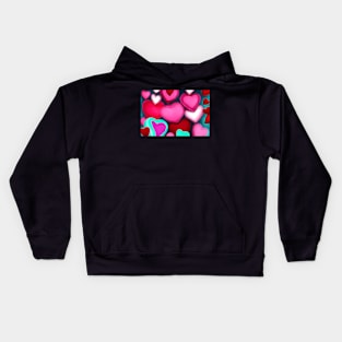 Abstract illustration of bright coloured Valentine Hearts Kids Hoodie